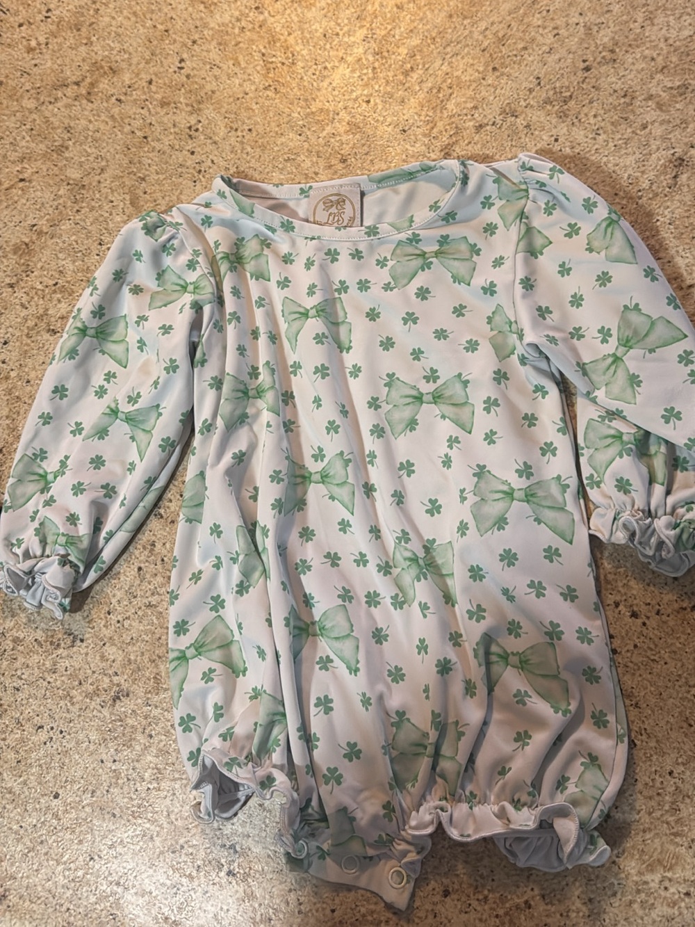 Kids Green Bow & Clover One-Piece Romper